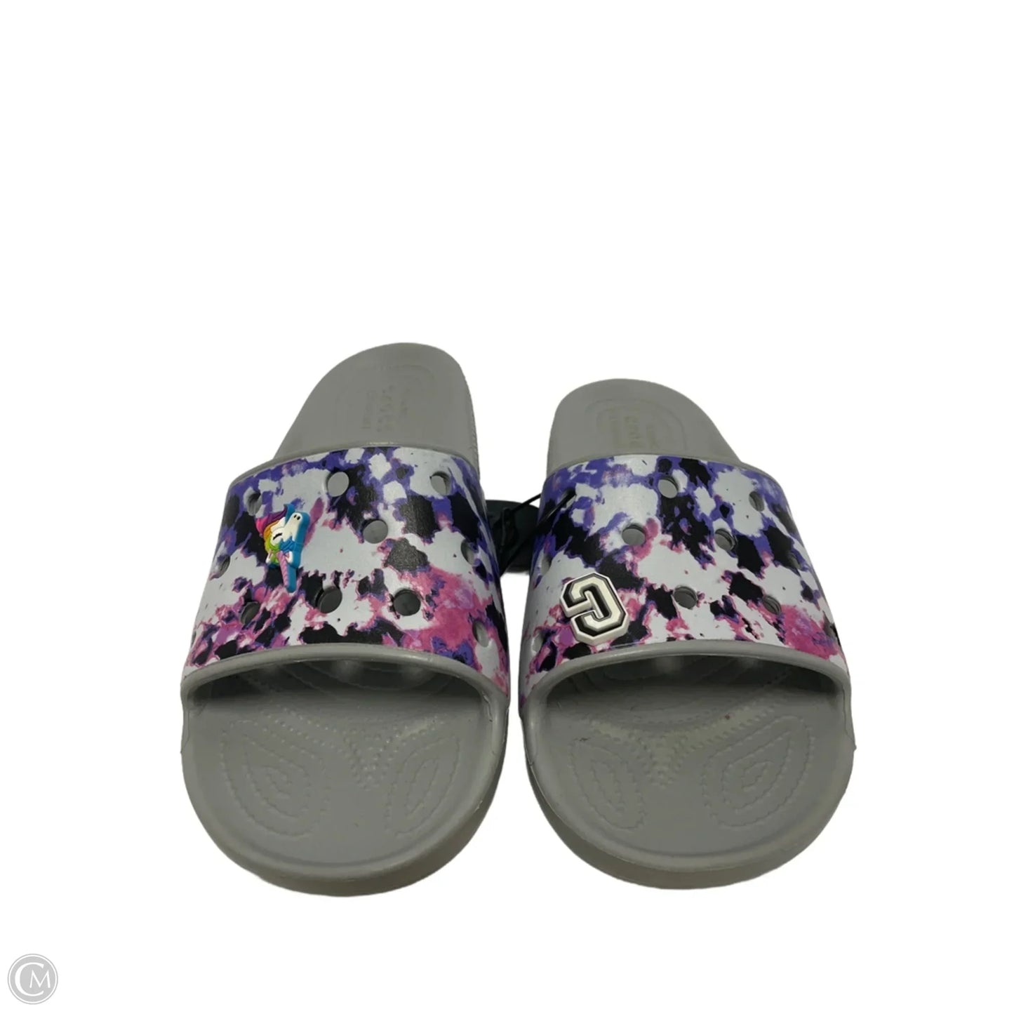 Shoes Flats By Crocs In Green & Purple, Size: 10