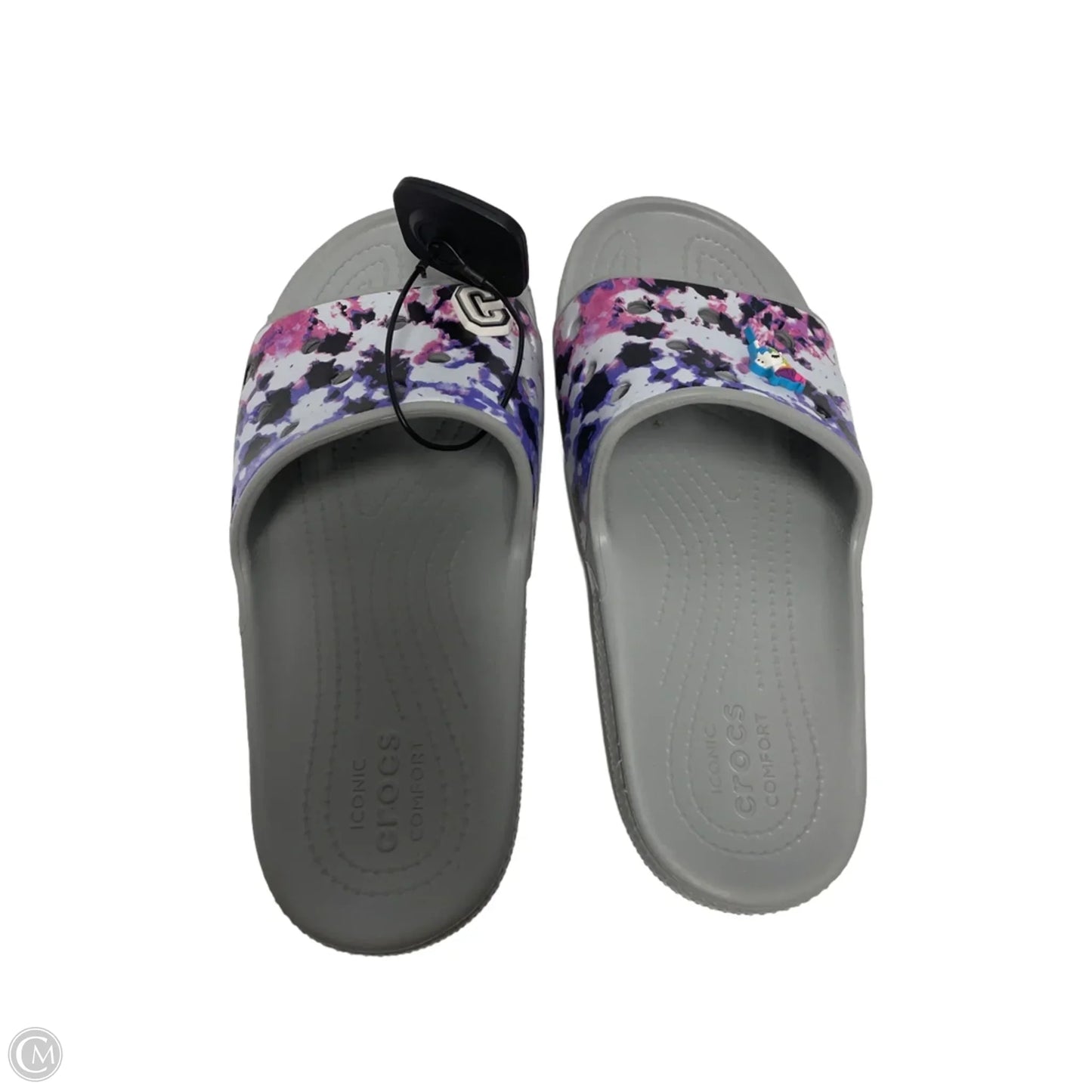 Shoes Flats By Crocs In Green & Purple, Size: 10