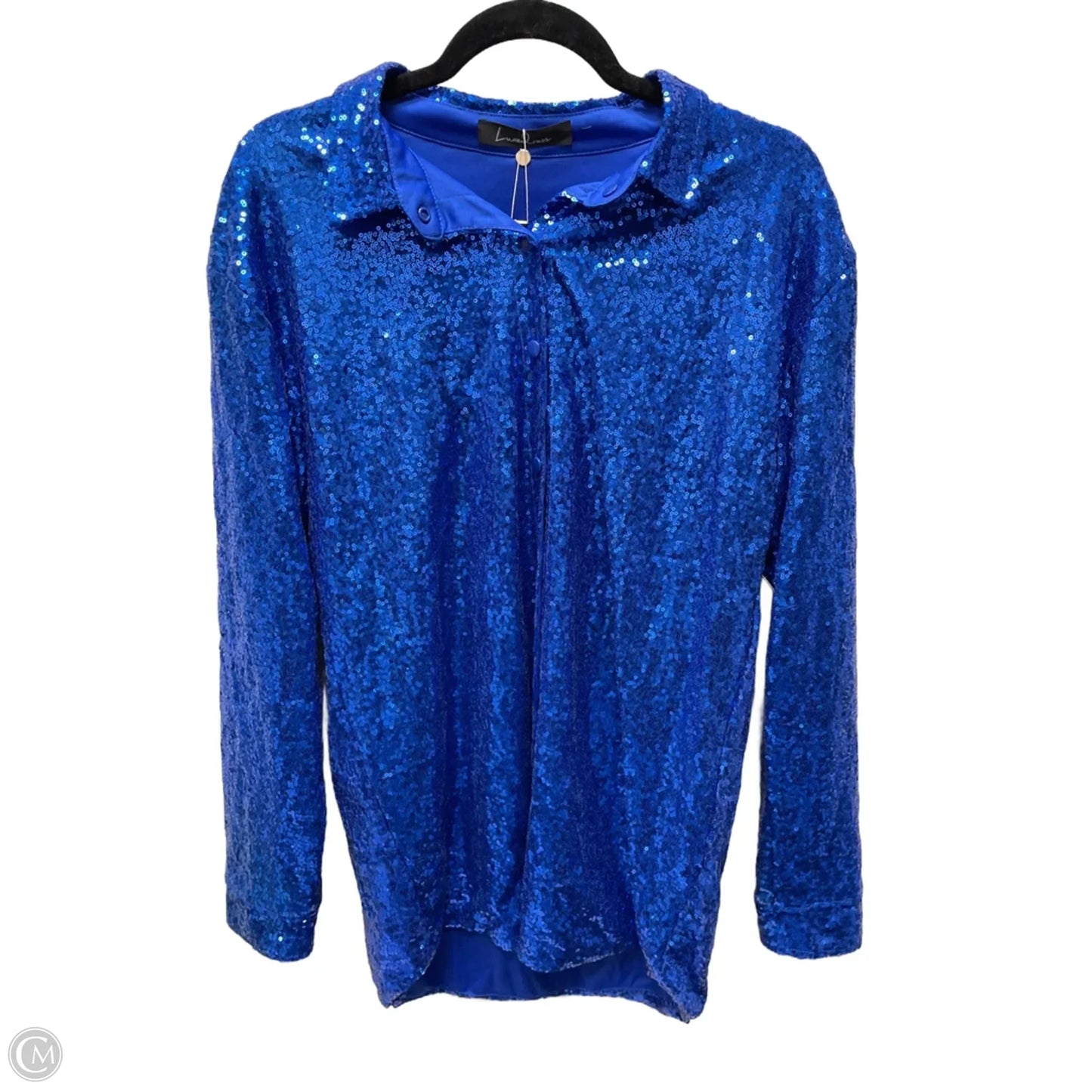 Top Long Sleeve By Luxed Dress -  In Blue, Size: L