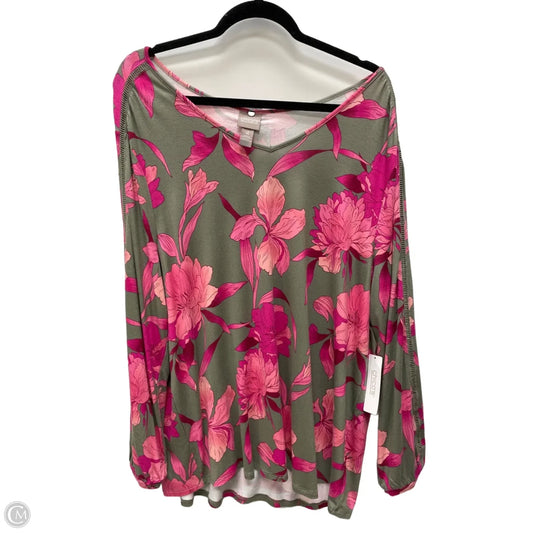 Top Long Sleeve By Chicos In Floral Print, Size: 2x