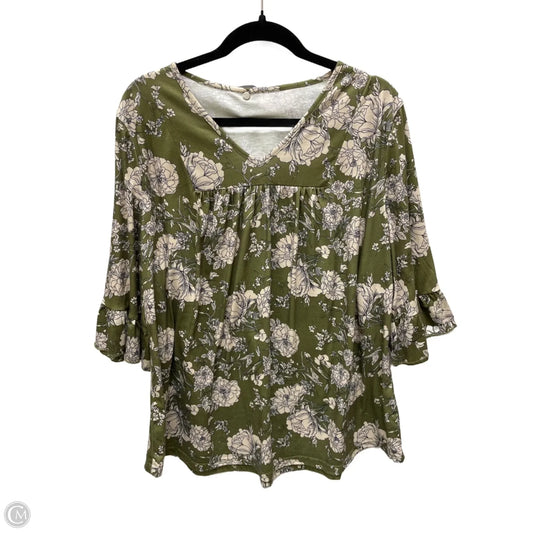 Top Short Sleeve By Clothes Mentor In Green & White, Size: 2x