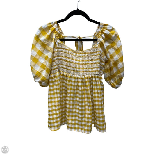 Top Short Sleeve By Mittoshop In Checkered Pattern, Size: M