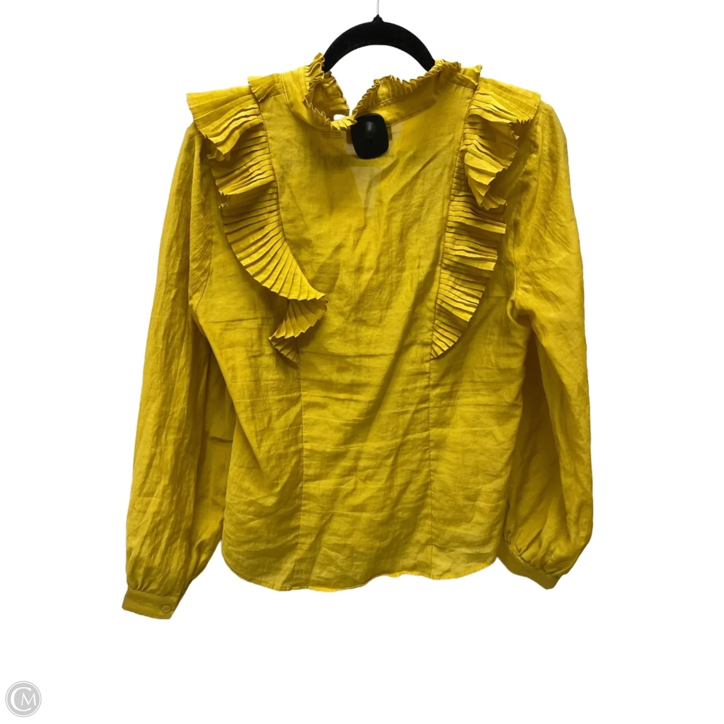 Top Long Sleeve Designer By Karl Lagerfeld In Yellow, Size: L