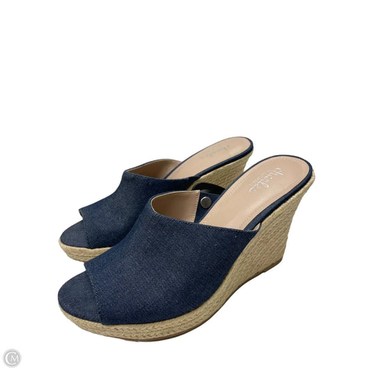 Sandals Heels Wedge By Charles By Charles David In Blue Denim, Size: 10