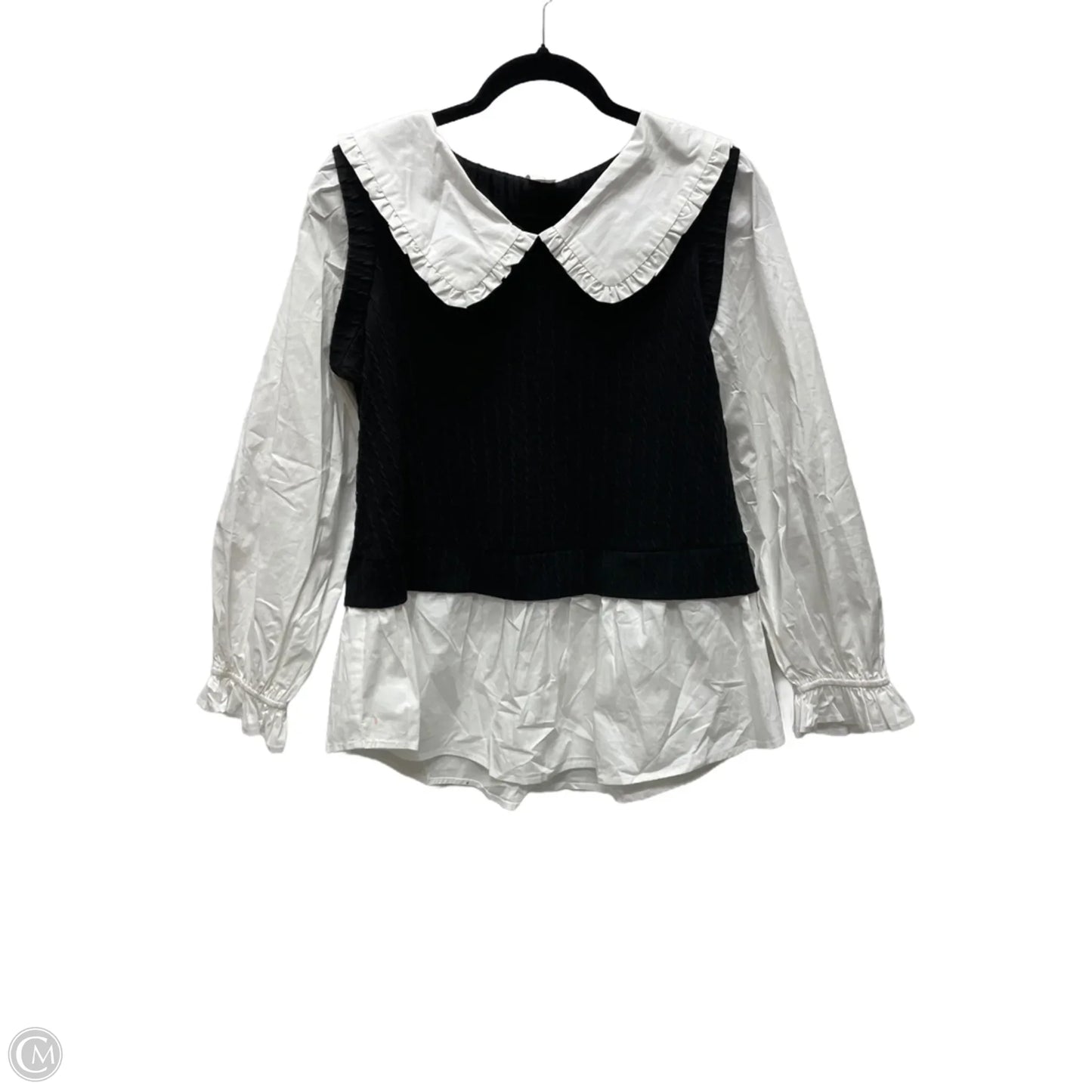 Top Long Sleeve By Like Love In Black & White, Size: S