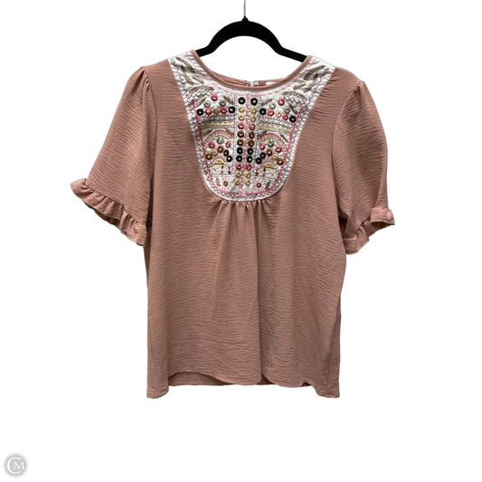 Top Short Sleeve By Elle In Pink, Size: M