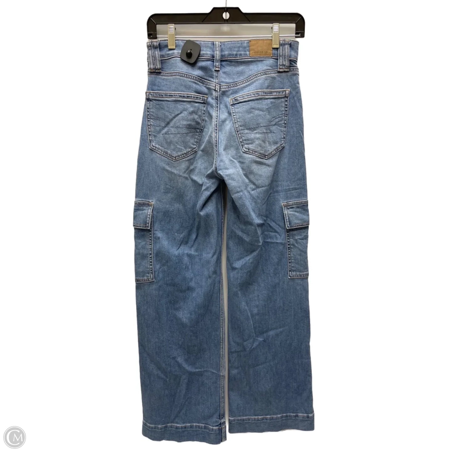 Jeans Wide Leg By American Eagle In Blue Denim, Size: 0