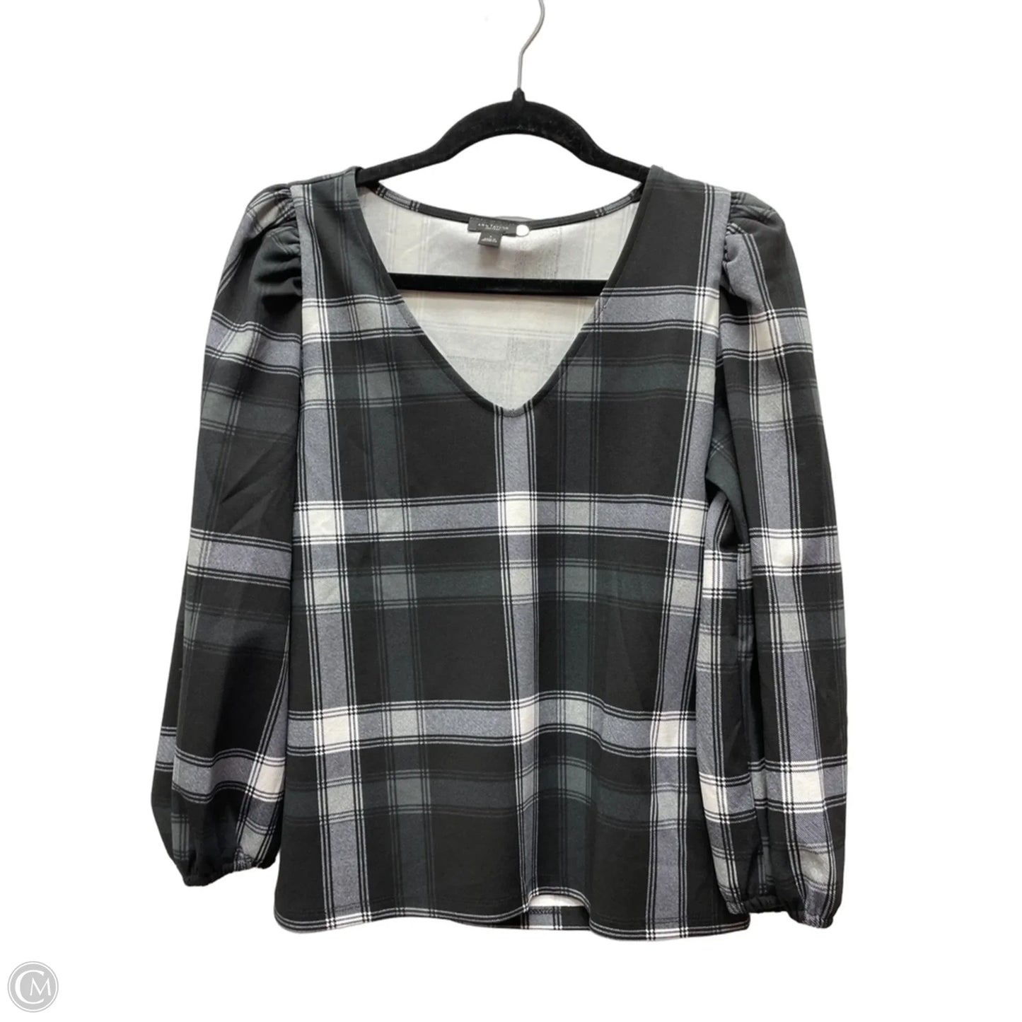 Top Long Sleeve By Ann Taylor In Plaid Pattern, Size: S