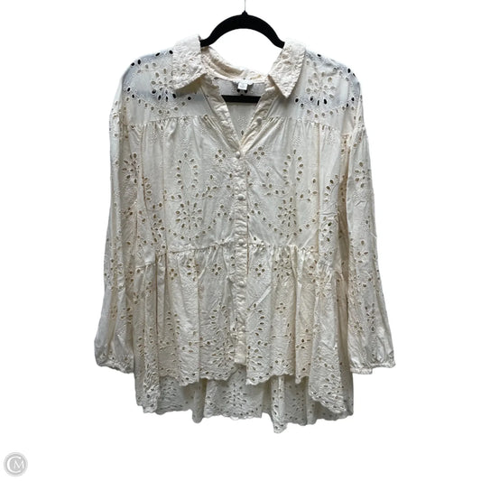 Top Long Sleeve By Cato In Beige, Size: Xl