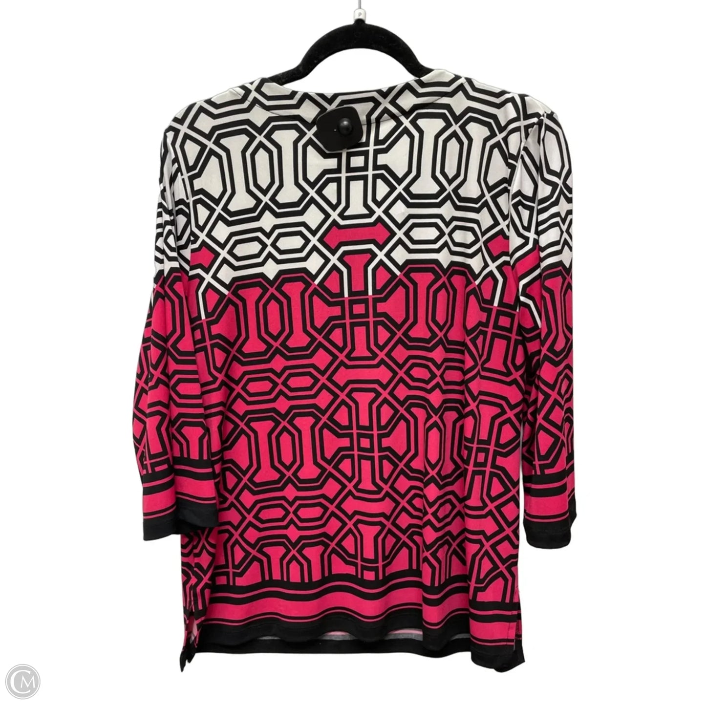 Top 3/4 Sleeve By Jm Collections In Black & Pink, Size: Lp