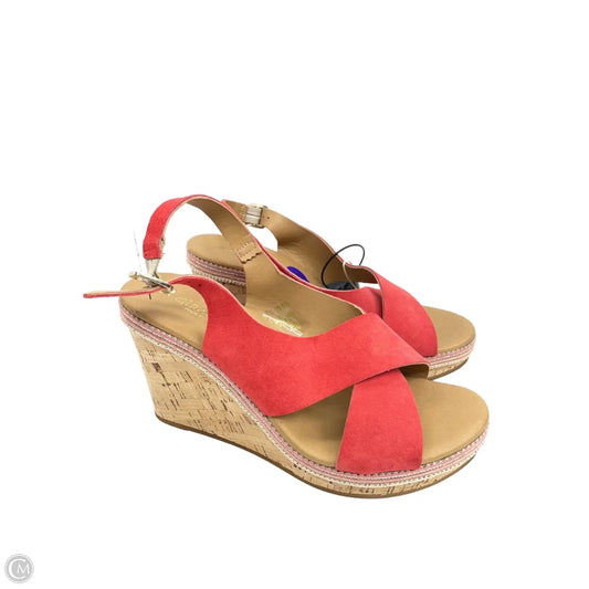 Sandals Heels Wedge By Clothes Mentor In Coral, Size: 8.5