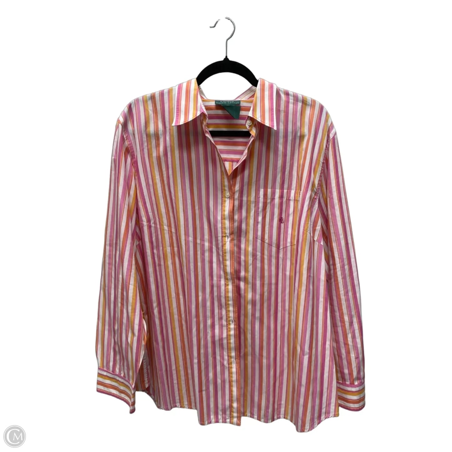 Top Long Sleeve By Lauren By Ralph Lauren In Striped Pattern, Size: 2x