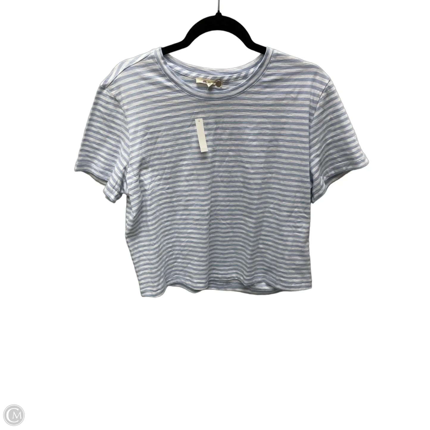 Top Short Sleeve By Madewell In Striped Pattern, Size: L