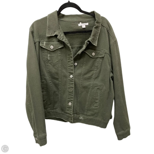 Jacket Denim By Sts Blue In Green, Size: 1x