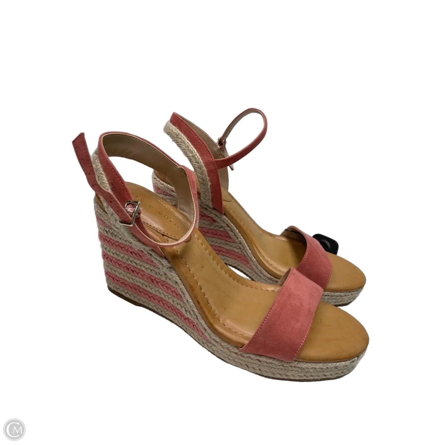 Sandals Heels Wedge By Kelly And Katie In Pink & Tan, Size: 11