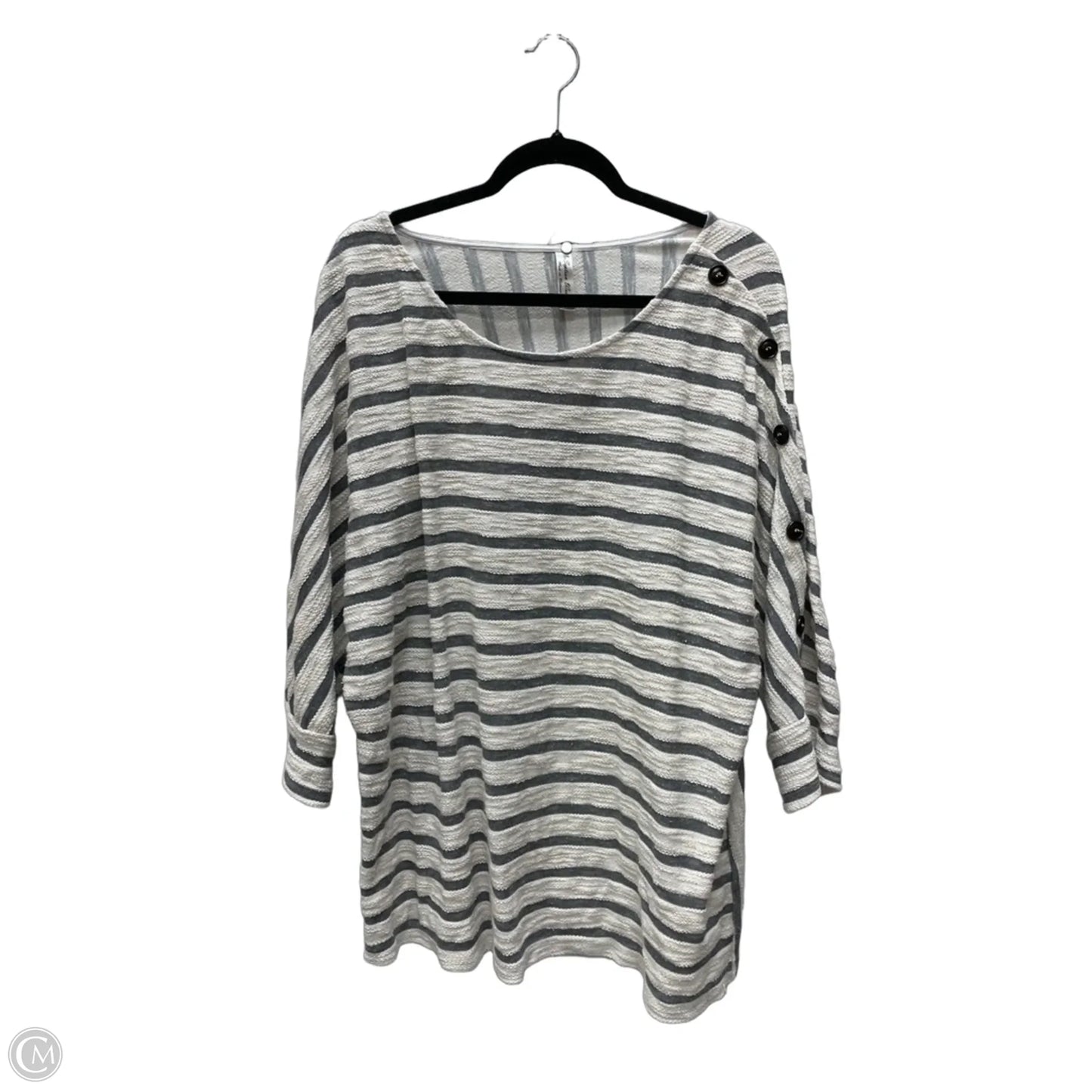 Top Short Sleeve By Per Se In Striped Pattern, Size: 3x