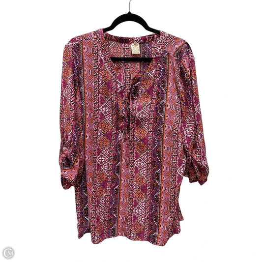 Top 3/4 Sleeve By Faded Glory In Geometric Pattern, Size: 2x