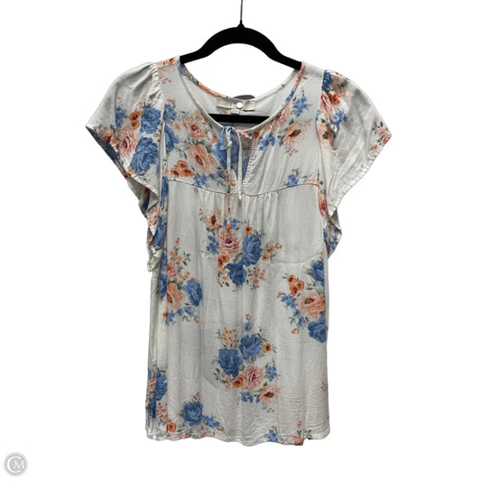 Top Short Sleeve By Loft In Floral Print, Size: M