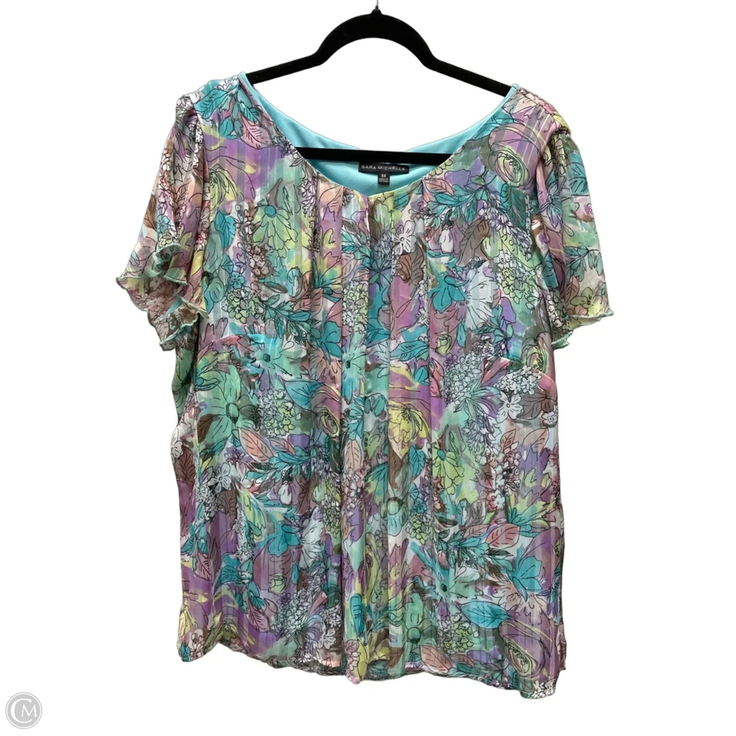 Top Short Sleeve By Sara Michelle In Pink & Purple, Size: 3x