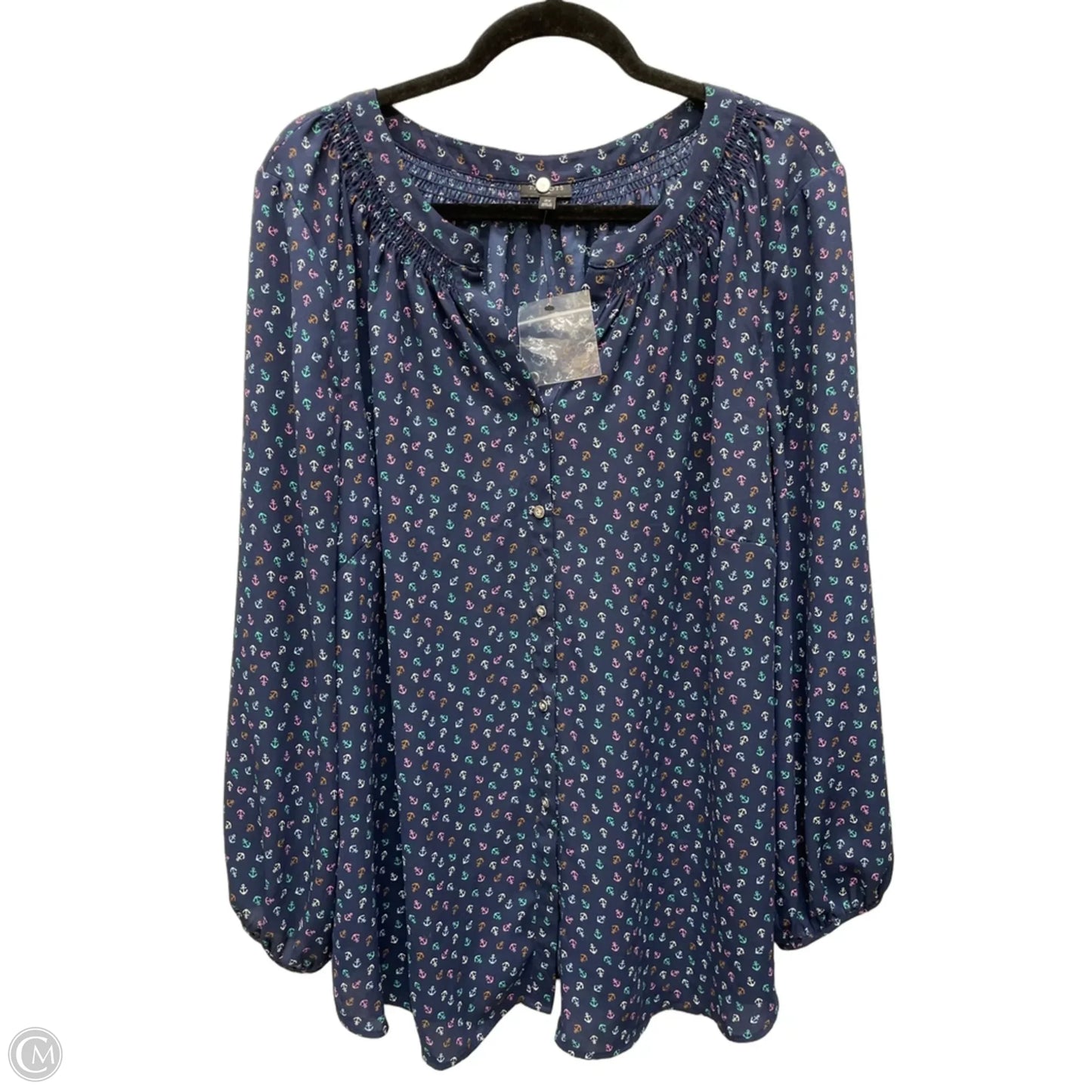 Top Long Sleeve By Talbots In Navy, Size: 2x