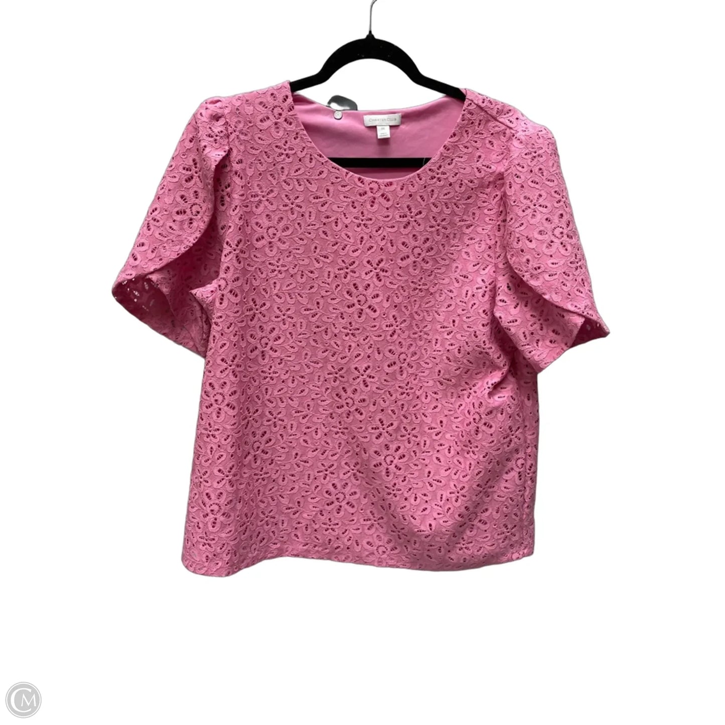 Top Short Sleeve By Charter Club In Pink, Size: 2x