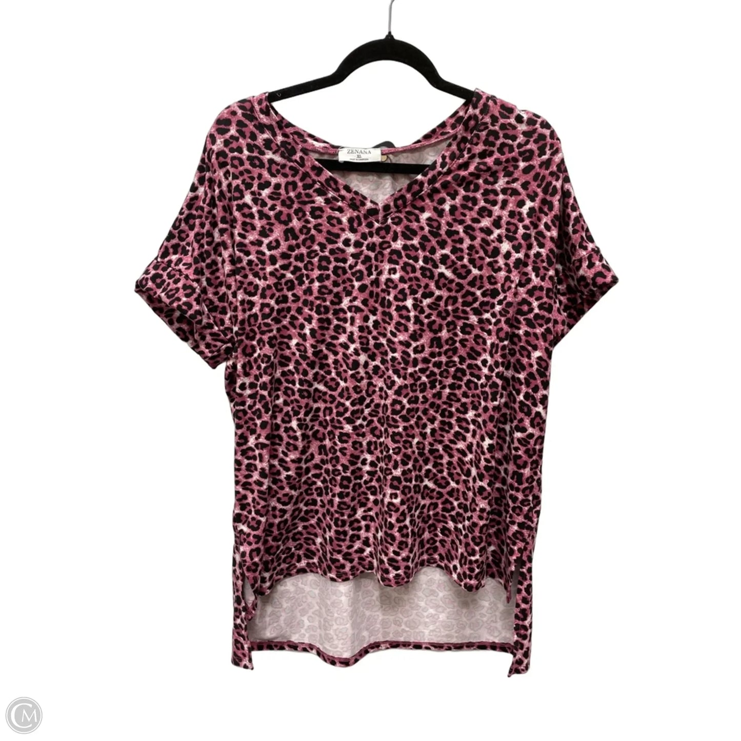 Top Short Sleeve By Zenana In Leopard Print, Size: Xl