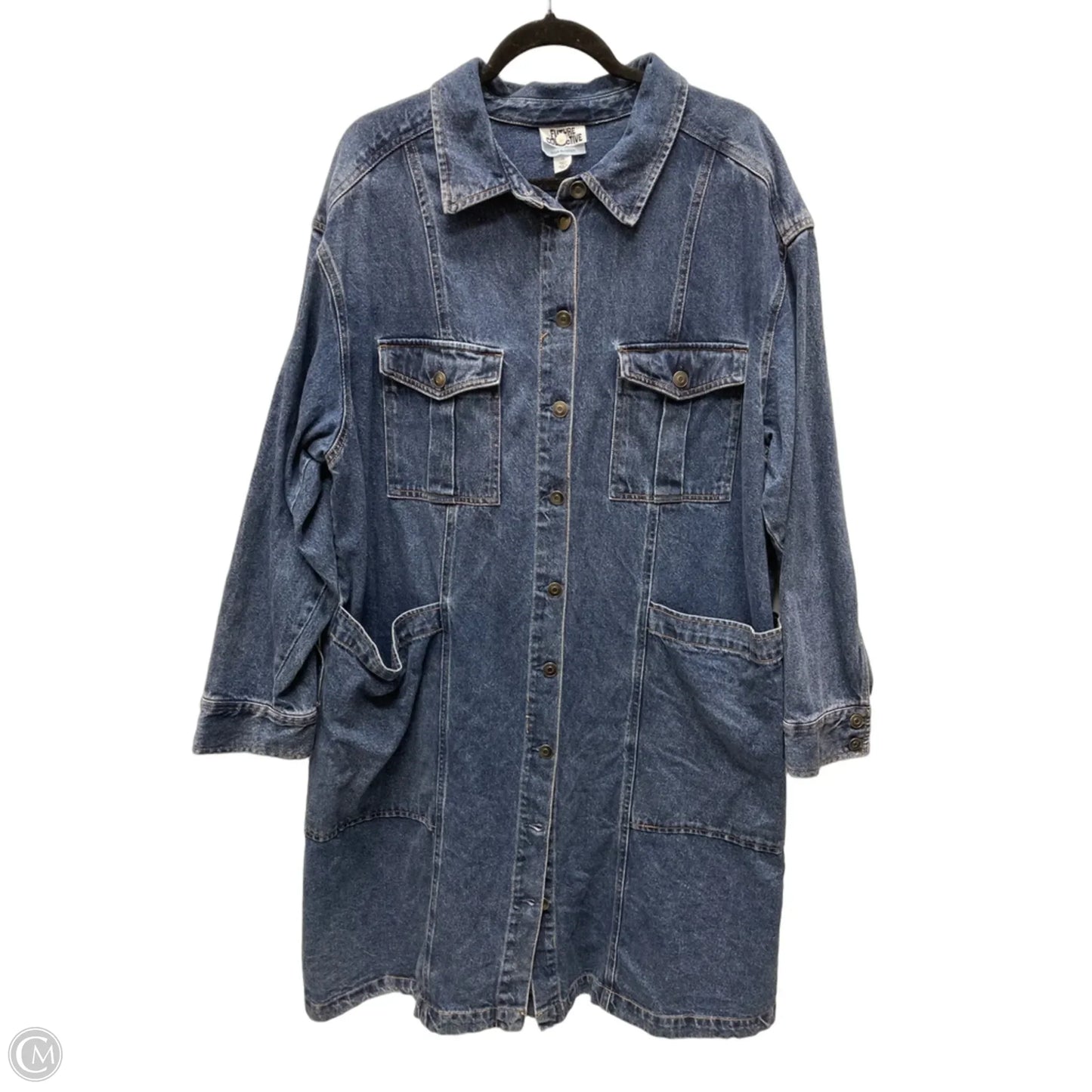 Dress Casual Short By Future Collective In Blue Denim, Size: 1x