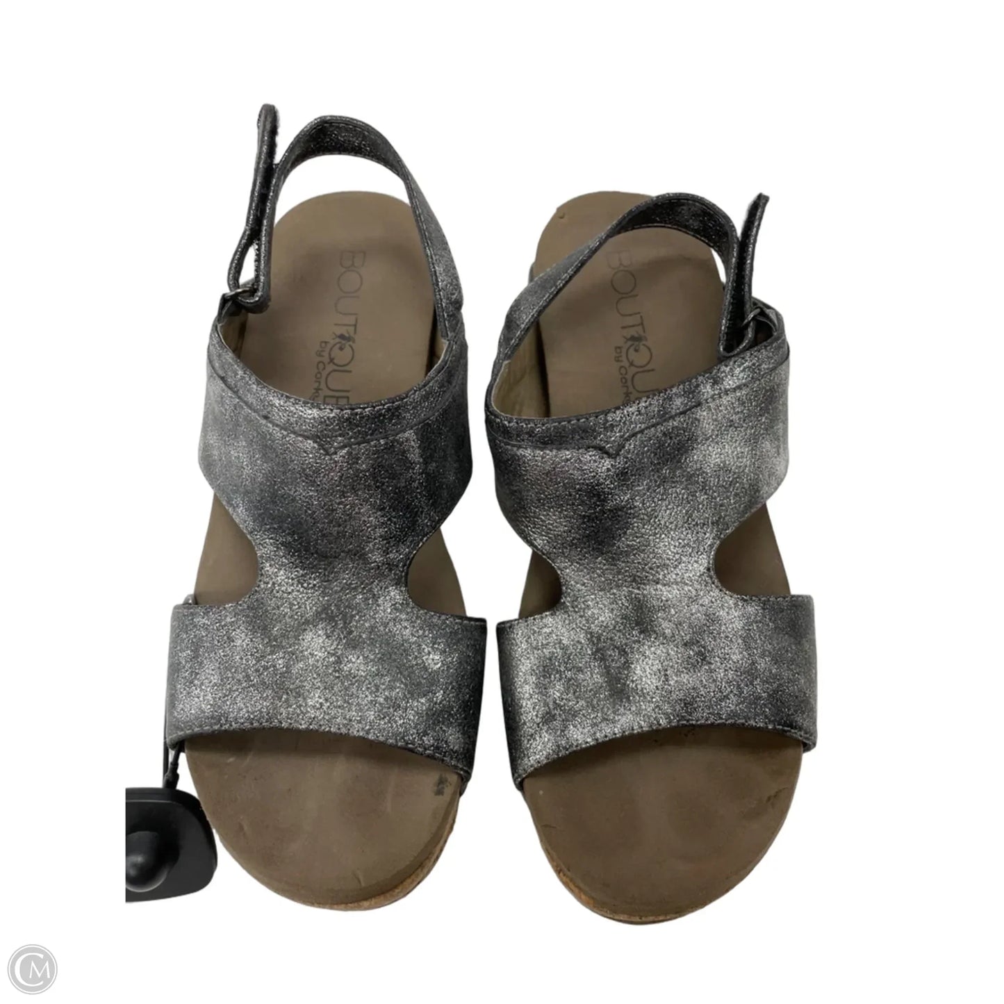 Sandals Heels Wedge By Corkys In Silver, Size: 7
