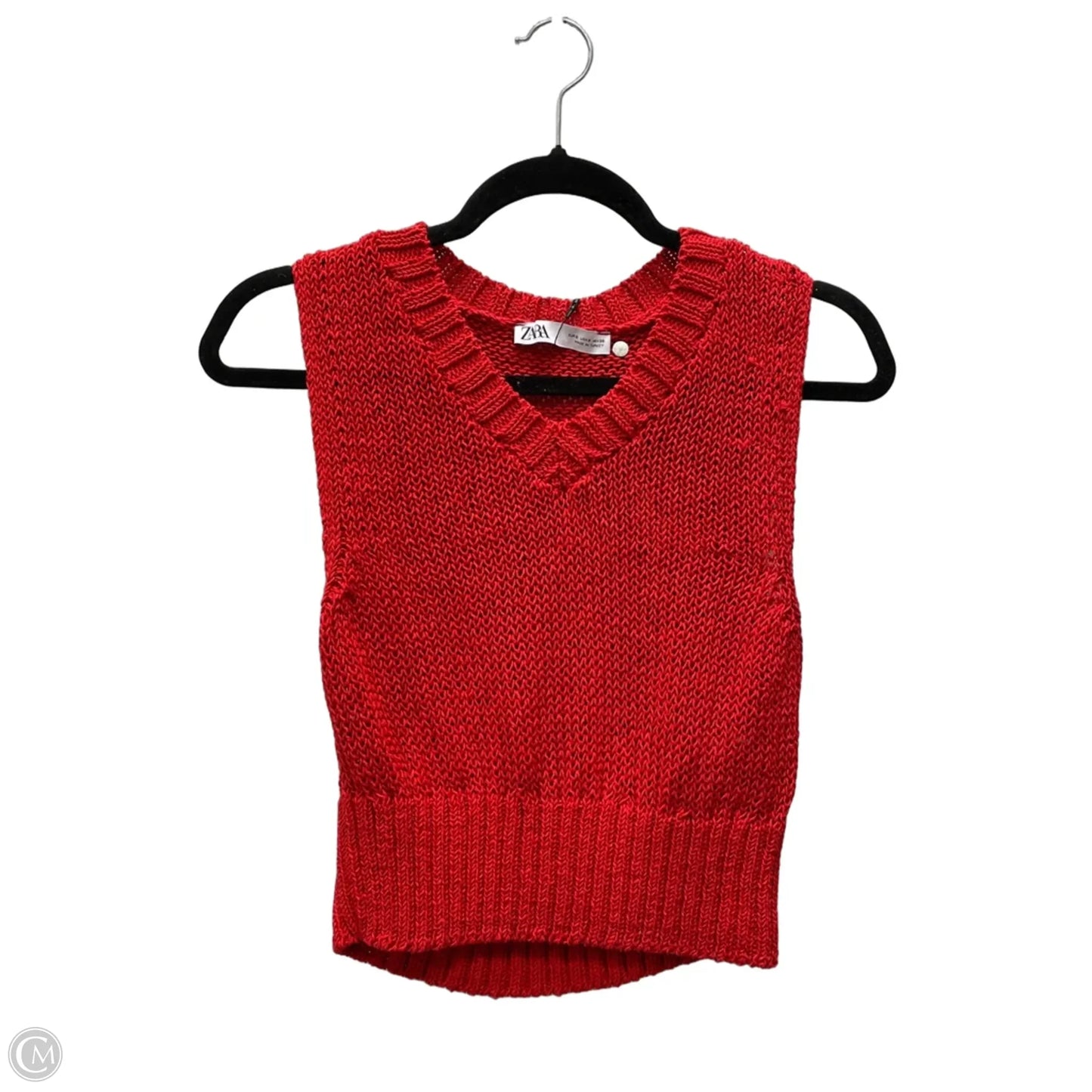 Sweater Short Sleeve By Zara In Red, Size: S