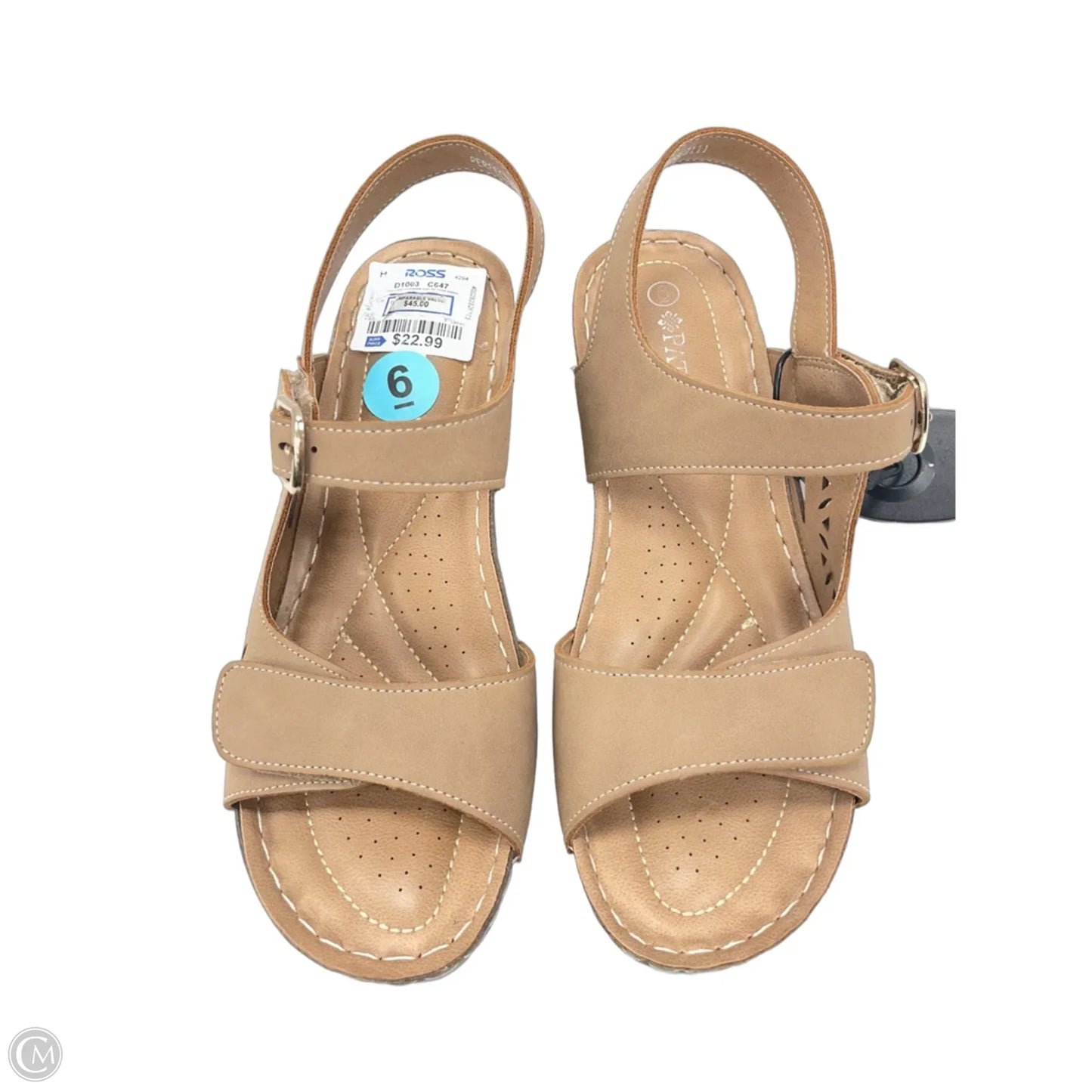 Sandals Heels Wedge By Clothes Mentor In Tan, Size: 6