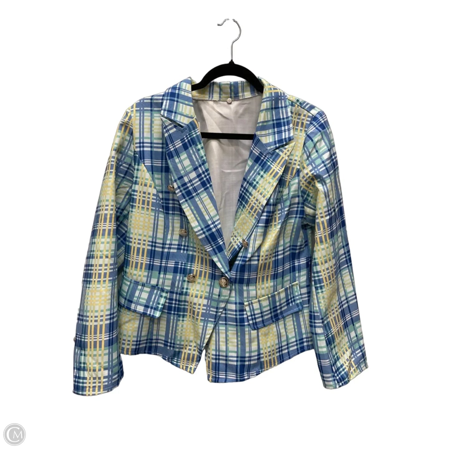 Blazer By Clothes Mentor In Plaid Pattern, Size: Xl