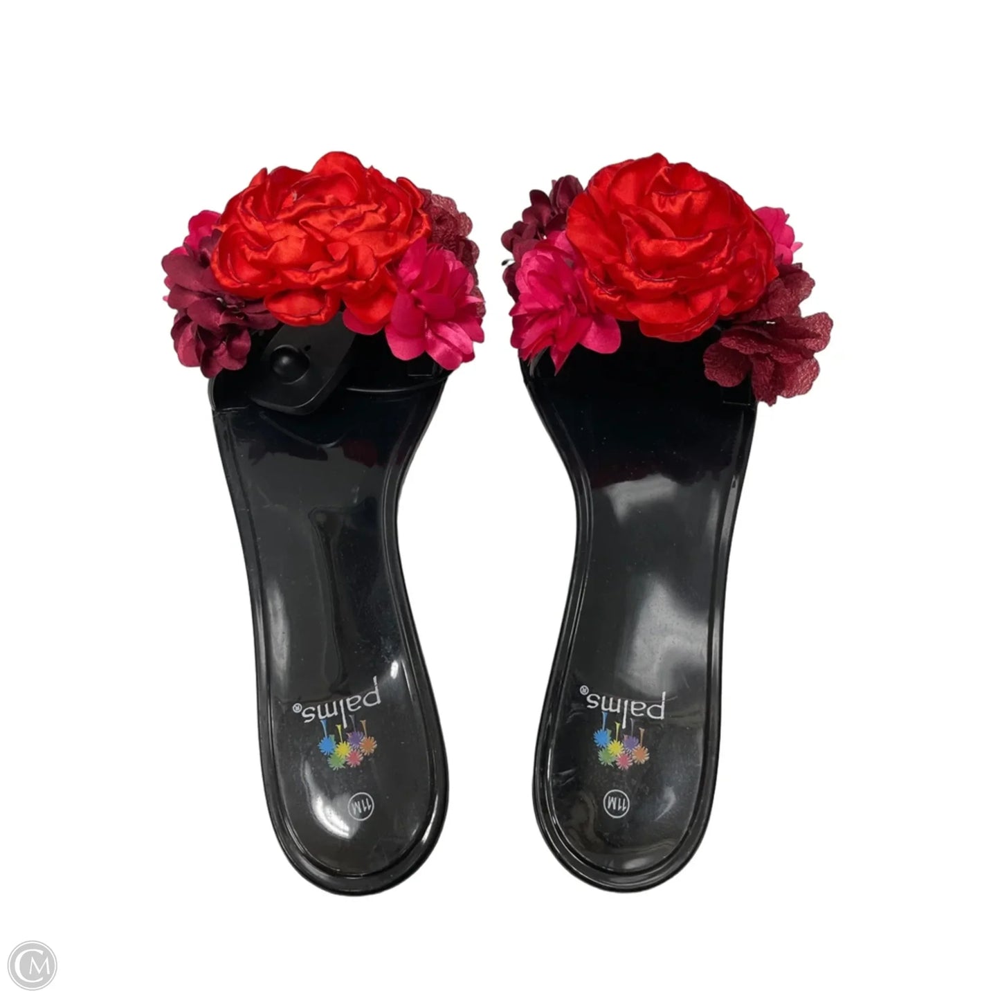 Sandals Flats By Clothes Mentor In Black, Size: 11