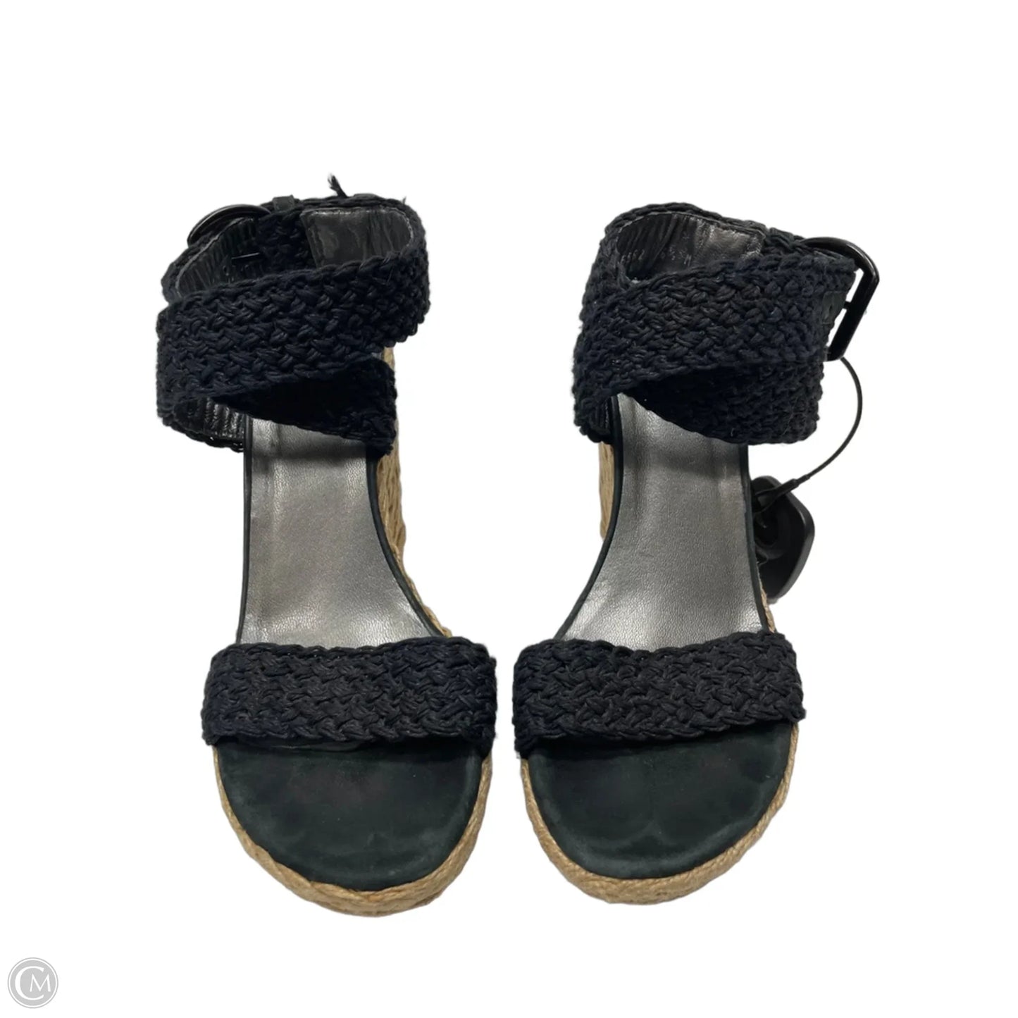 Sandals Heels Wedge By Clothes Mentor In Black, Size: 6.5