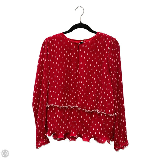 Blouse Long Sleeve By J. Crew In Red & White, Size: M