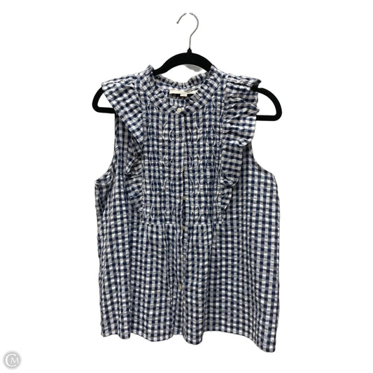 Top Sleeveless By Loft In Checkered Pattern, Size: M