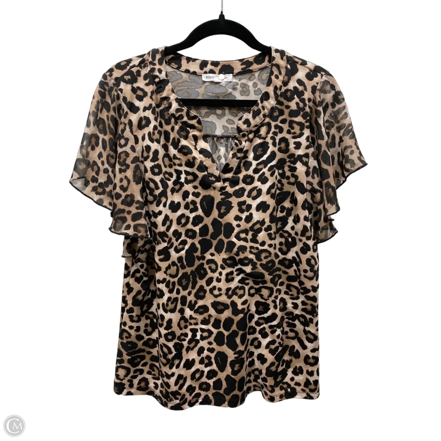 Top Short Sleeve By Perseption Concept In Animal Print, Size: L