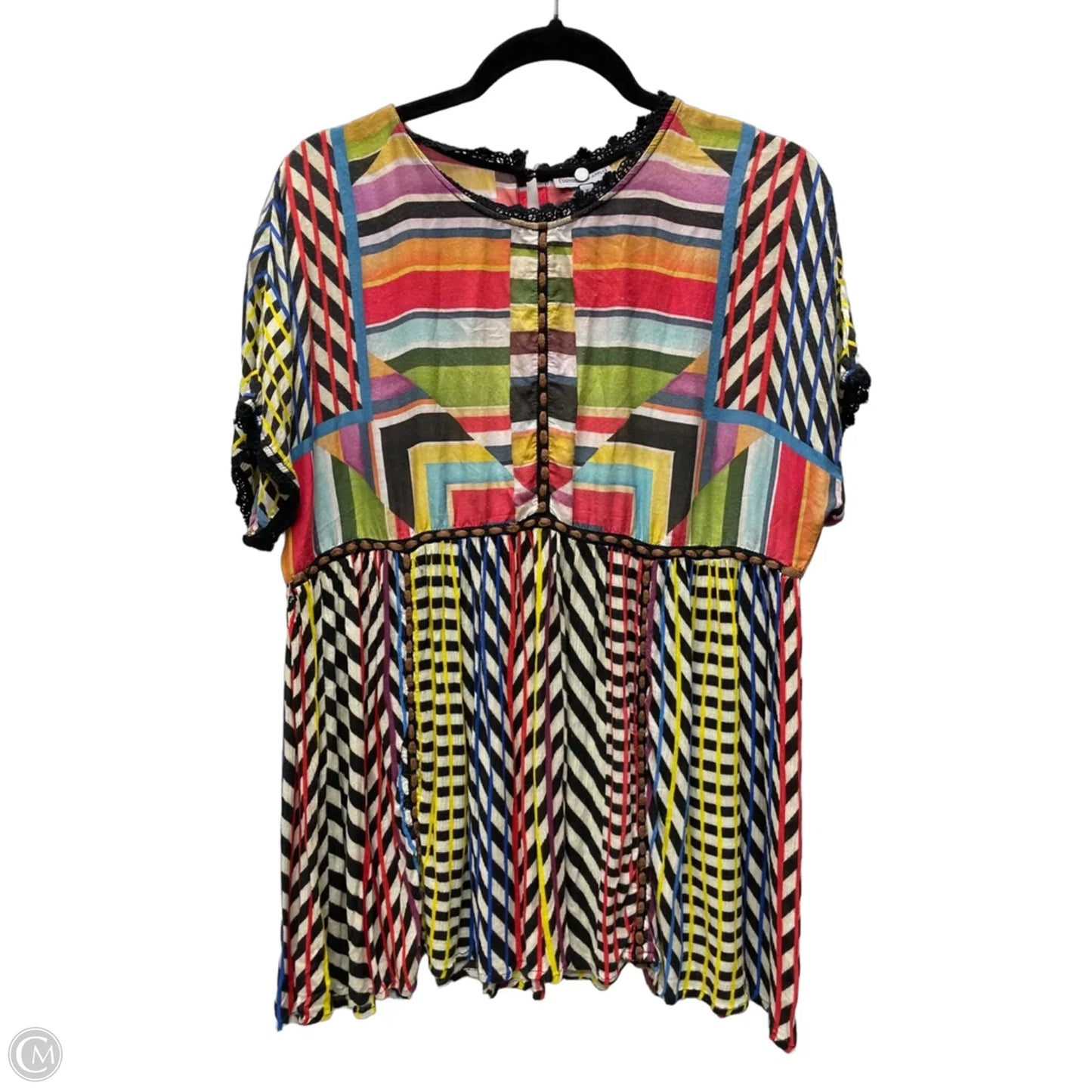 Tunic Short Sleeve By Conditions Apply In Striped Pattern, Size: M