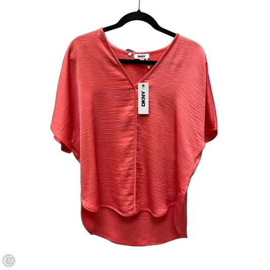 Blouse Short Sleeve By Dkny In Coral, Size: S