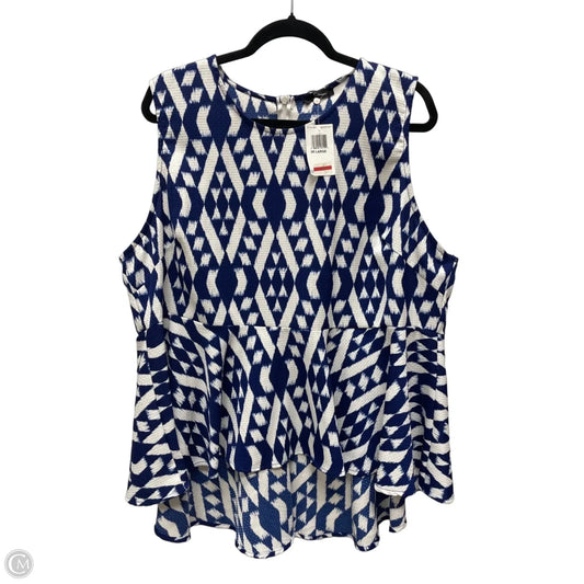 Top Sleeveless By Soprano In Blue & White, Size: 3x
