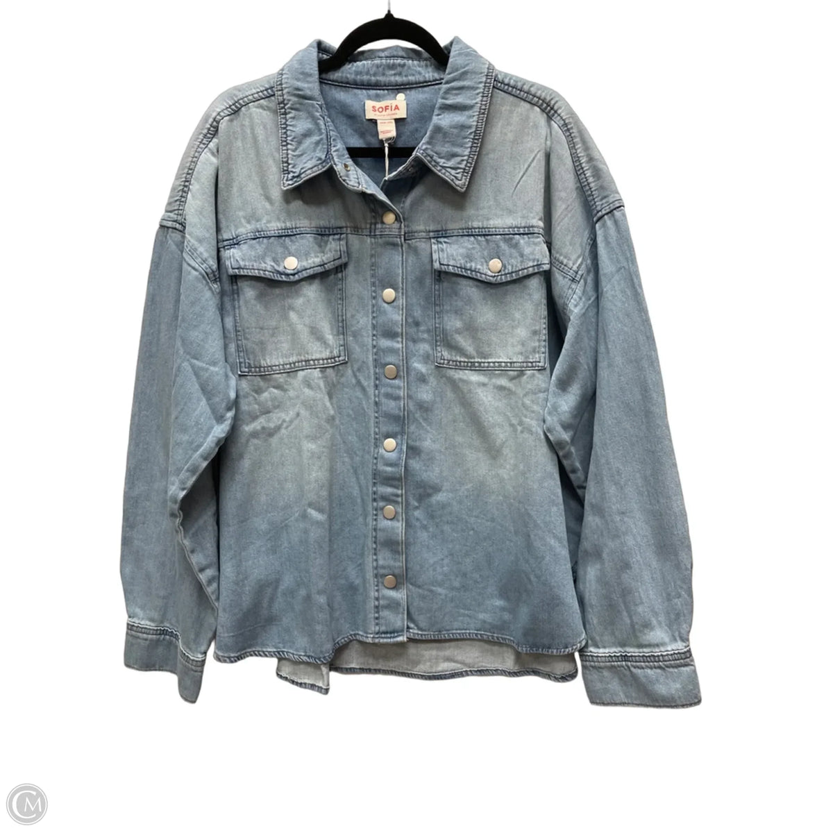 Jacket Shirt By Sofia By Sofia Vergara In Blue Denim, Size: 3x