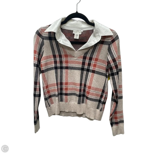 Sweater By Adrienne Vittadini In Plaid Pattern, Size: Xs