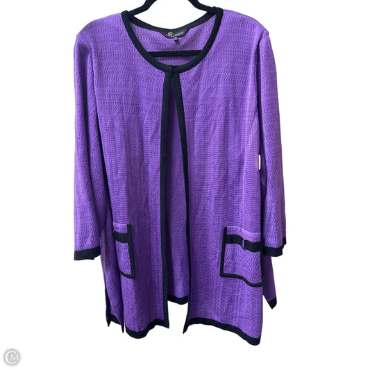 Cardigan By Ming Wang In Black & Purple, Size: 3x