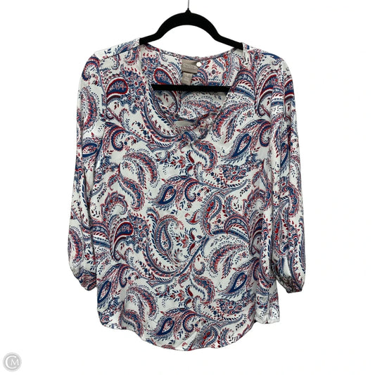 Blouse Long Sleeve By Chicos In Paisley Print, Size: M