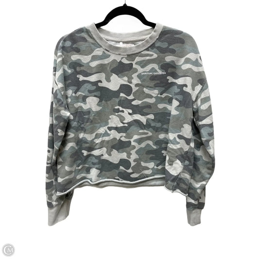 Top Long Sleeve By Spiritual Gangster In Camouflage Print, Size: L