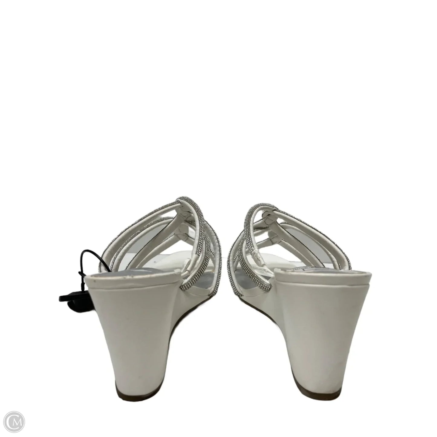Sandals Heels Wedge By London Fog In Silver & White, Size: 10