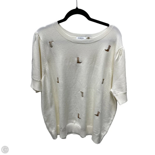 Sweater Short Sleeve By Gilli In Cream, Size: 3x