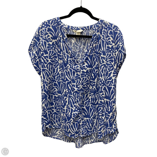 Top Short Sleeve By H&m In Blue & White, Size: L