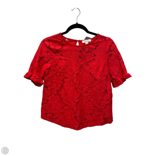 Blouse Short Sleeve By Monteau In Red, Size: S