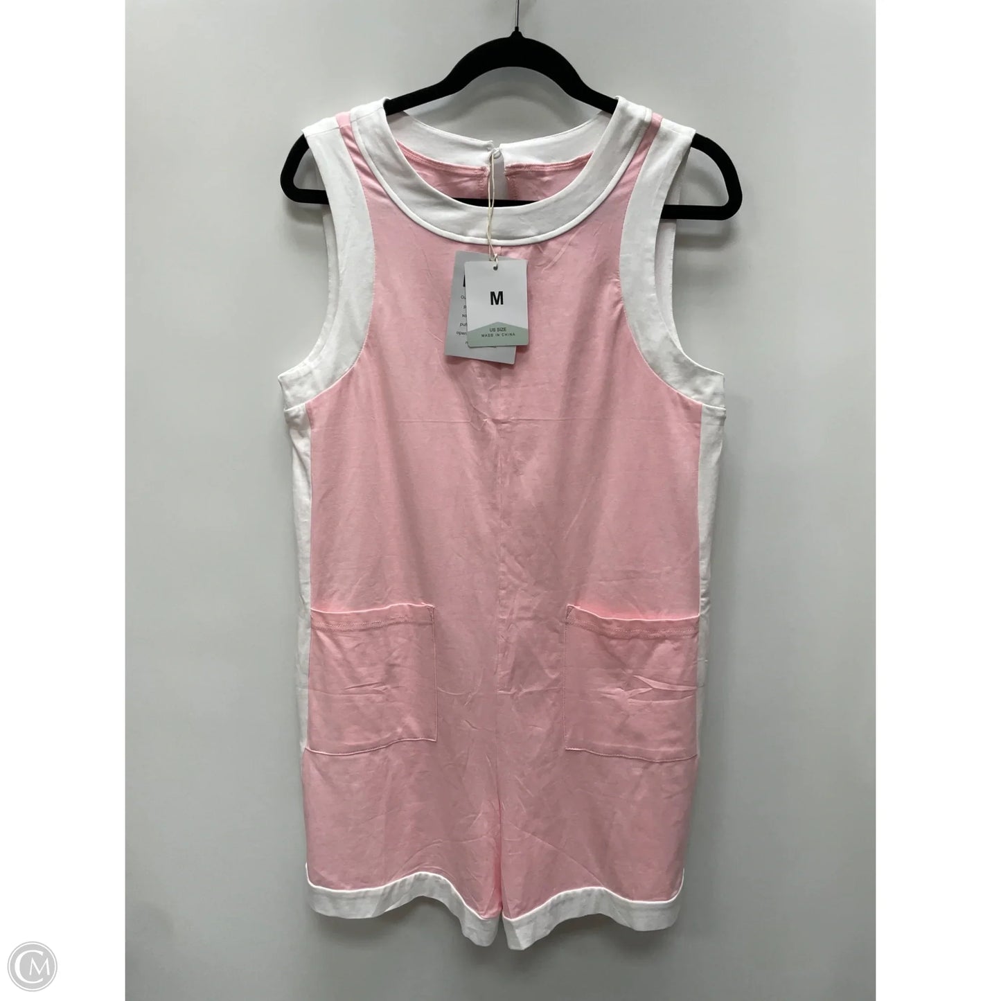 Romper By Clothes Mentor In Pink & White, Size: M