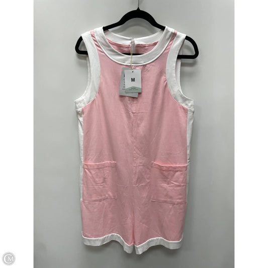Romper By Clothes Mentor In Pink & White, Size: M